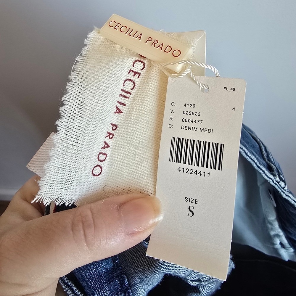 Anthropologie NEW Cecilia Prado Gardeners Denim Embroidered Jean Skirt SZ Small - Picture 11 of 13